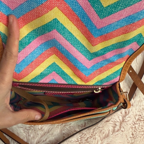 Dooney & Bourke Aqua and Tan Crossbody Bag - Picture 3 of 4